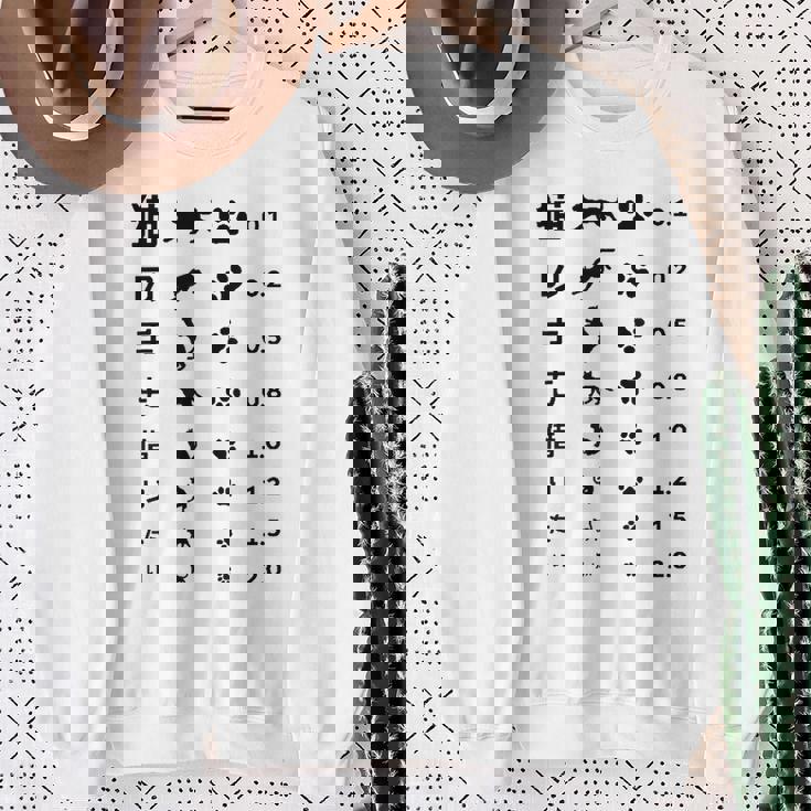 猫の手も借りたい 視力検査表パロディ スウェットシャツ 年配の女性への贈り物