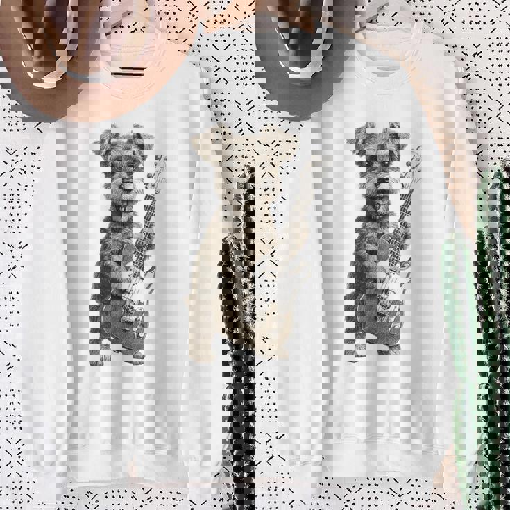 面白いtシャツ シュナウザー 犬 ギター イヌ メンズ 犬好き グッズ かわいい おもしろ 面白い 服 ネタ スウェットシャツ 年配の女性への贈り物