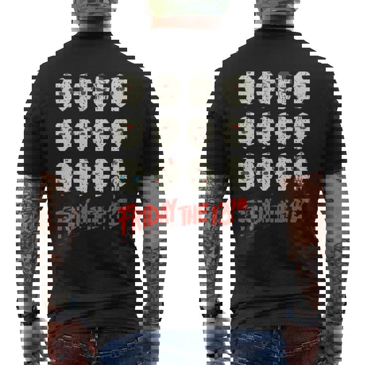 13日の金曜日 ハロウィン デザインマスク 長袖tシャツ メンズTシャツ バックプリント