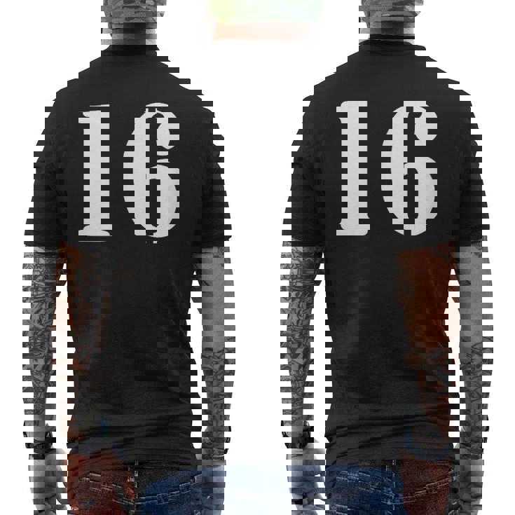 16番 16番 番号付き メンズTシャツ バックプリント