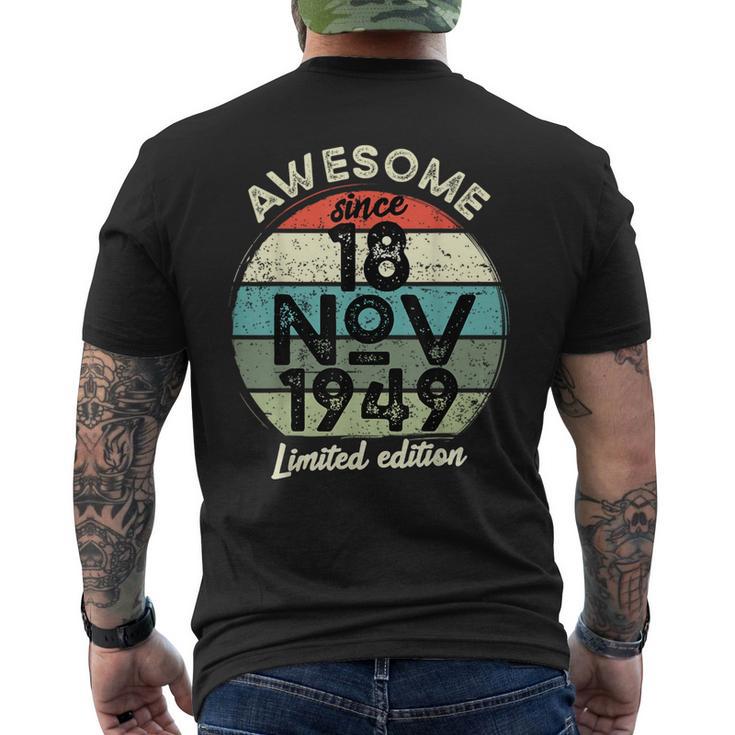 18 Novembre 1949 75E Anniversaire 75 Ans 2024 Anniversaire T-shirt imprimé au dos