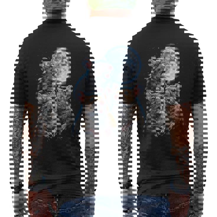 3 マウス 月 3 匹のネズミ 面白い げっ歯類 恋人 ユーモア 空 夜 長袖tシャツ メンズTシャツ バックプリント