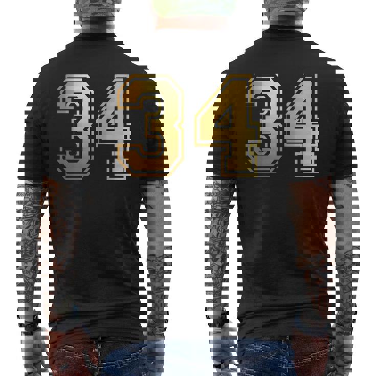 34 ナンバー34 チーム スポーツ グラフィック 代表チームのマッチング 長袖tシャツ メンズTシャツ バックプリント