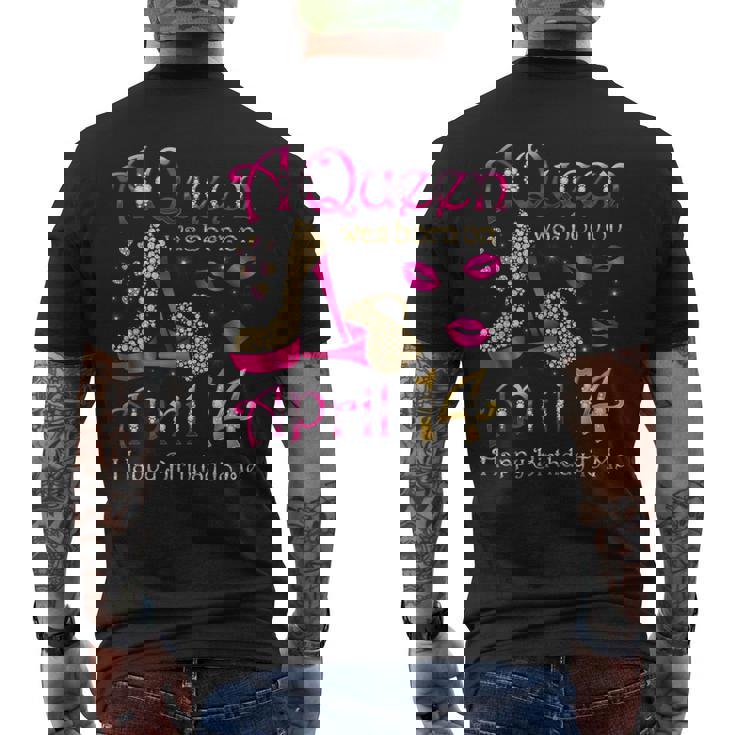 4月14日に女王が生まれた私にお誕生日おめでとう メンズTシャツ バックプリント