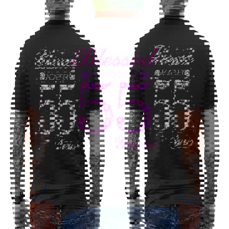 55歳の55歳の誕生日パーティーに神の祝福 メンズTシャツ バックプリント