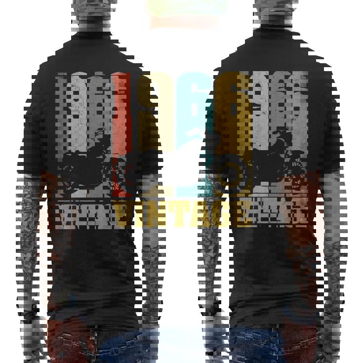 60 歳の誕生日バイカーギフトtシャツ-ヴィンテージ1966バイク メンズTシャツ バックプリント