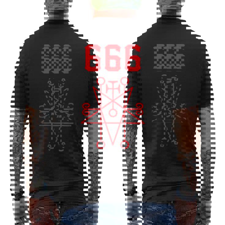 666 悪魔 悪魔のペンタグラム 獣のマーク メンズTシャツ バックプリント