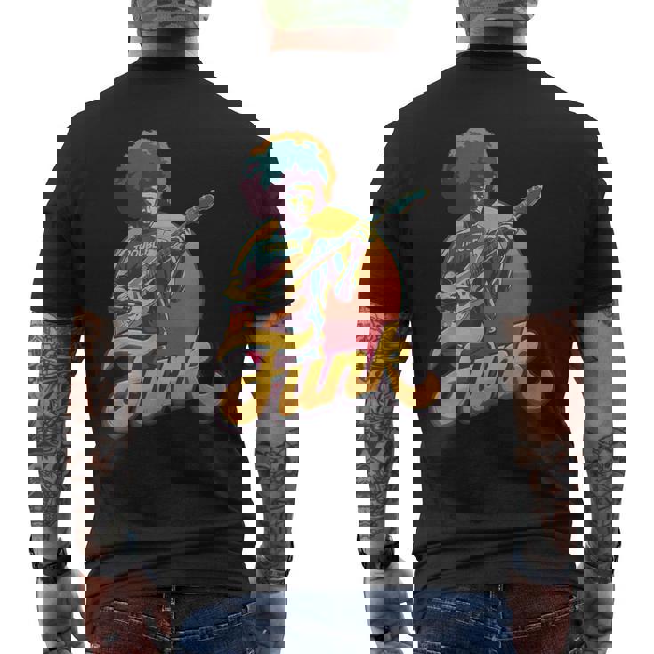70年代レトロ・ファンク・アフロ・バンド・ギタリスト ジャズ・ファンク&ソウル メンズTシャツ バックプリント