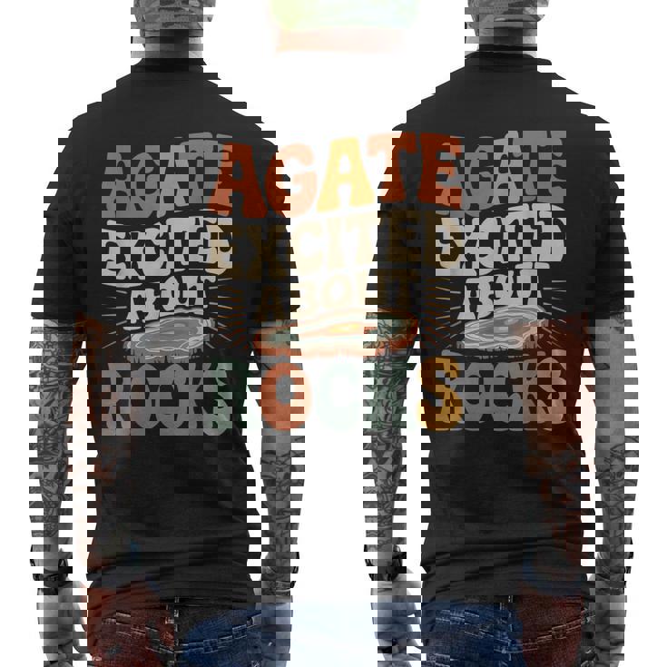 Agate Excited About Rocks ロック地質学オタク メンズTシャツ バックプリント