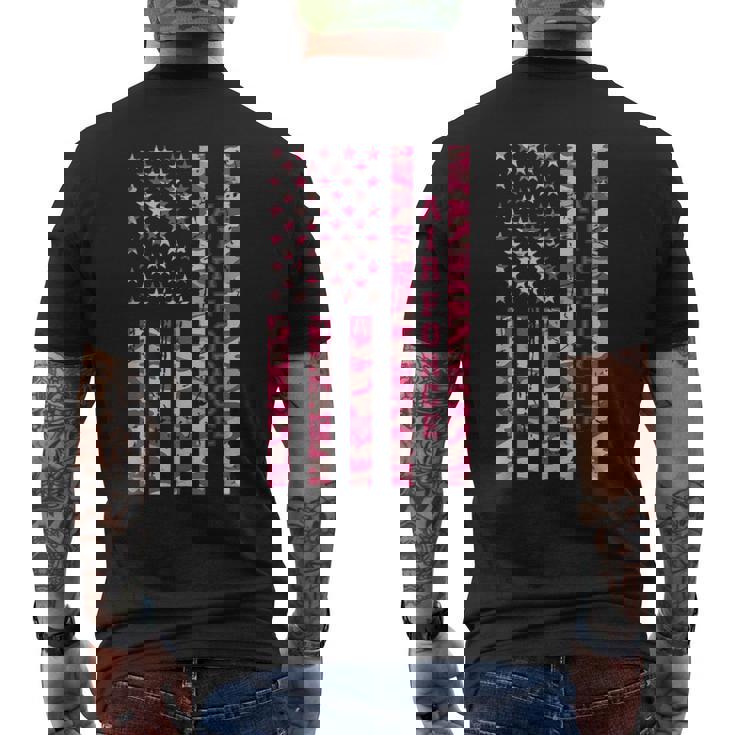 Air Force Military Branch Aviation Pink Camo USA Flag Men's Back Print T-Shirt