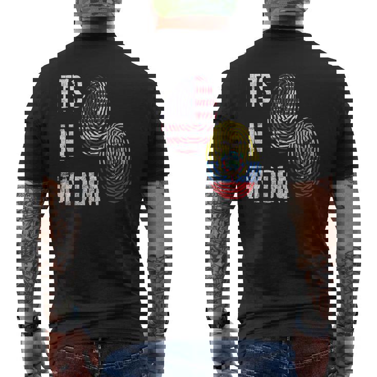 America American USA Ecuador Ecuadorian It's In My DNA Flag Men's Back Print T-Shirt