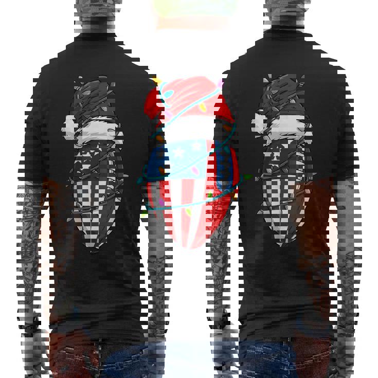 American Flag Football Light Christmas Hat Men's Back Print T-Shirt