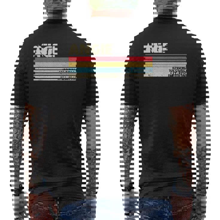 Angie パーソナライズ 名前 レトロ ヴィンテージ 70年代 80年代 90年代 誕生日 メンズTシャツ バックプリント