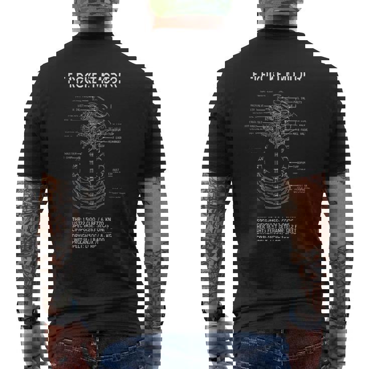 Apolloaturn F-1 スペースロケットエンジン ブルーポーズ メンズTシャツ バックプリント