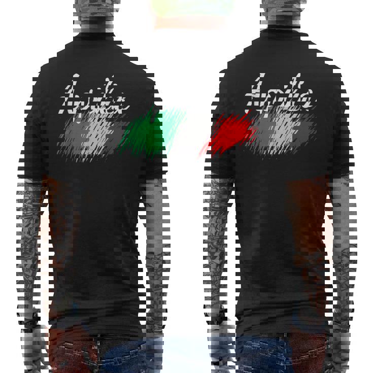 Aprilia イタリア 国旗 イタリア お土産 贈り物 お揃い イタリアン メンズTシャツ バックプリント