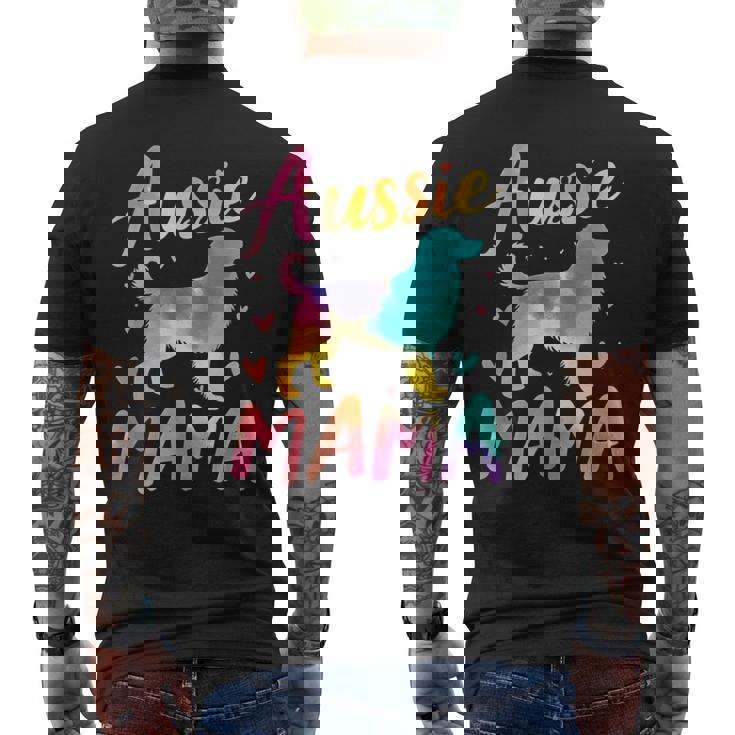 Australian Shepherd Mama Colorful Australian Shepherd Mom Men's Back Print T-Shirt