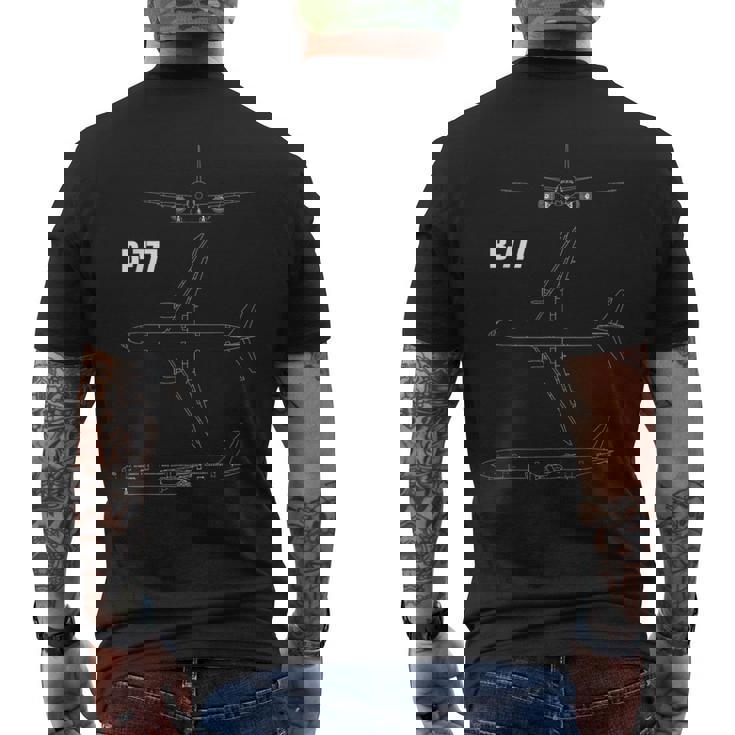 B-777 航空機設計図 メンズTシャツ バックプリント