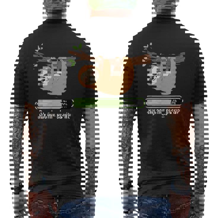 Baby Loading Please Wait ナマケモノのユーモア メンズTシャツ バックプリント