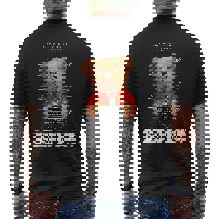 Bad Boy Teddy Bear Graphic tyle Fun メンズTシャツ バックプリント