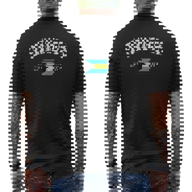 Bahamas Est 1973 Bahamian Flag Independence Day Men's Back Print T-Shirt
