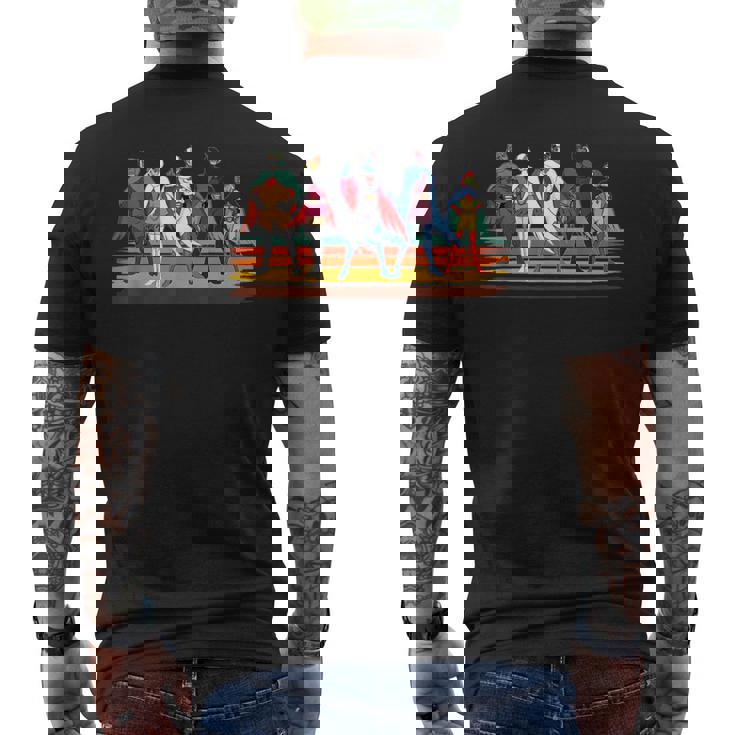 Battle Of The Planets ヴィンテージスタイルブラシストライプ メンズTシャツ バックプリント