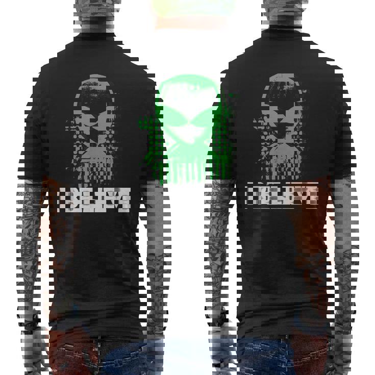 I Believe In Aliens Retro UFO Space Vibes Cosmic Lover Men's Back Print T-Shirt