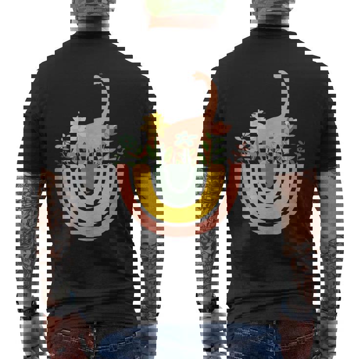 Brontosaurus Dino Rainbow Boho Bohemian Flowers Floral Tank Top Men's Back Print T-Shirt