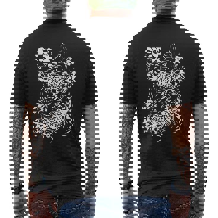 Cadeaux De L'étang Koi Traditionnel Japonais Koi Pond Adulte Noir -Mall Manche Courte Coupe Classique Col En U Traditionnel Japonais Koi T-shirt imprimé au dos