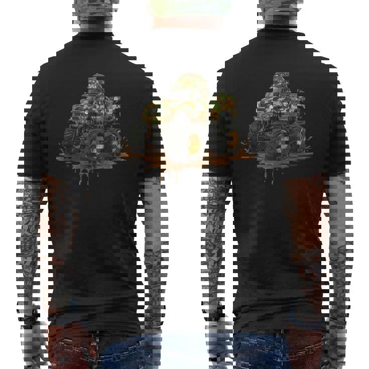 Camouflage Drip Monster Truck Army Military Soldier Tank Top Men's Back Print T-Shirt