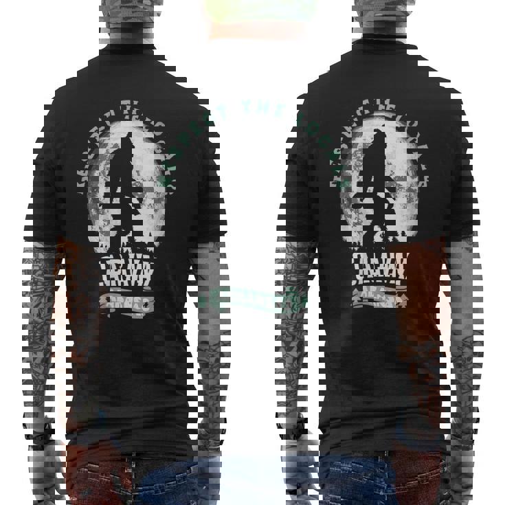 Caraway Arkansas Respect The Locals Bigfoot Sasquatch Moon Men's Back Print T-Shirt