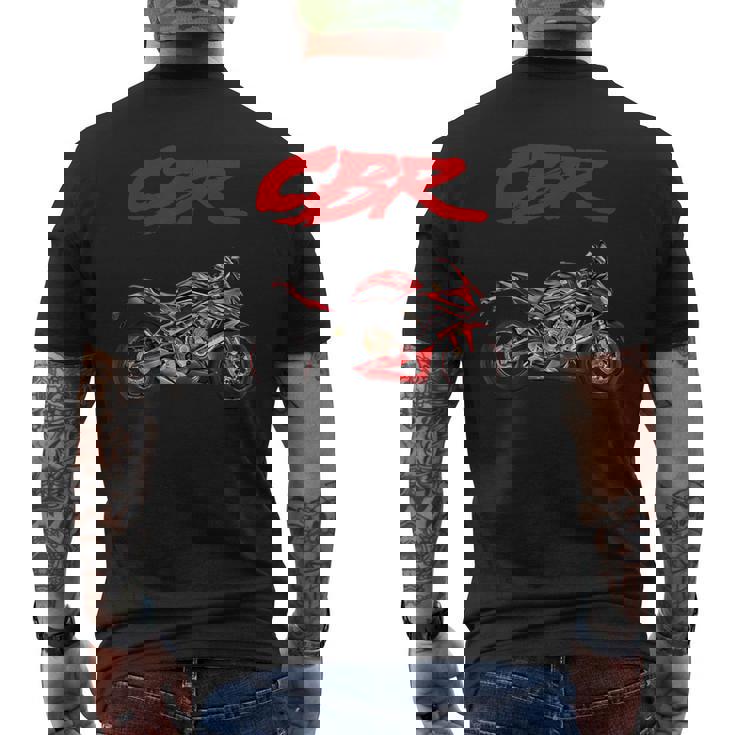 Cbr、オートバイ、オートバイ、ロードレース、バイカー、スポーツバイク、Cbr。 メンズTシャツ バックプリント