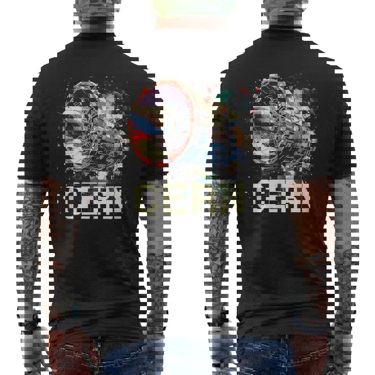 Cern 大型ハドロン衝突型加速器 レトロ素粒子物理空間 メンズTシャツ バックプリント