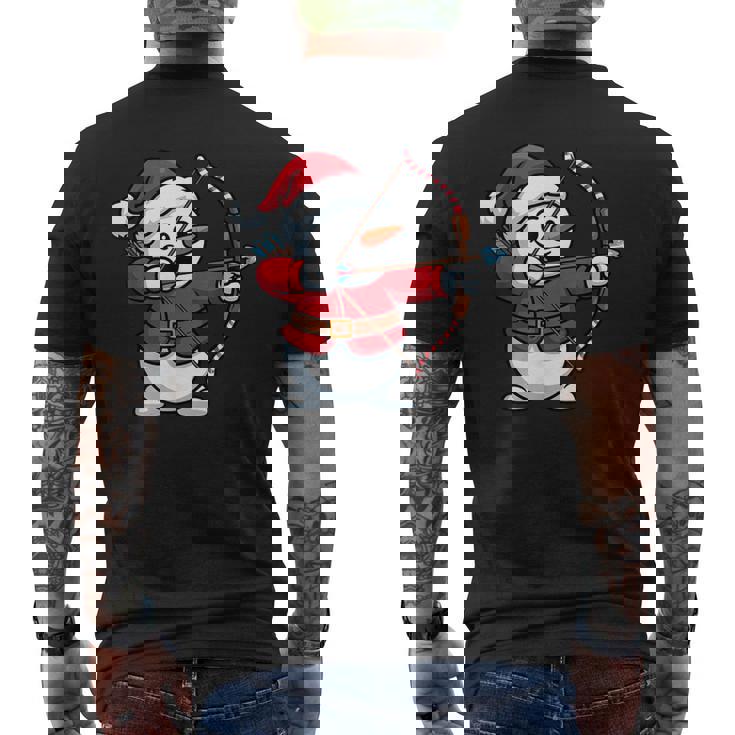 Christmas Snowman Archery Santa Hat Pajama Family Matching Men's Back Print T-Shirt