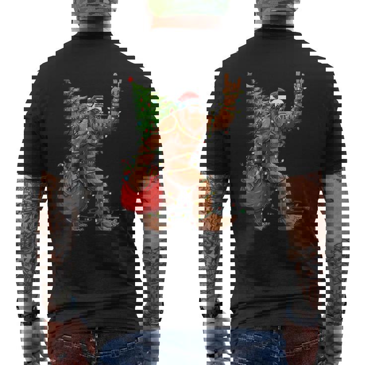 Christmas Tree Xmas Lights Santa Bigfoot Sasquatch Men's Back Print T-Shirt