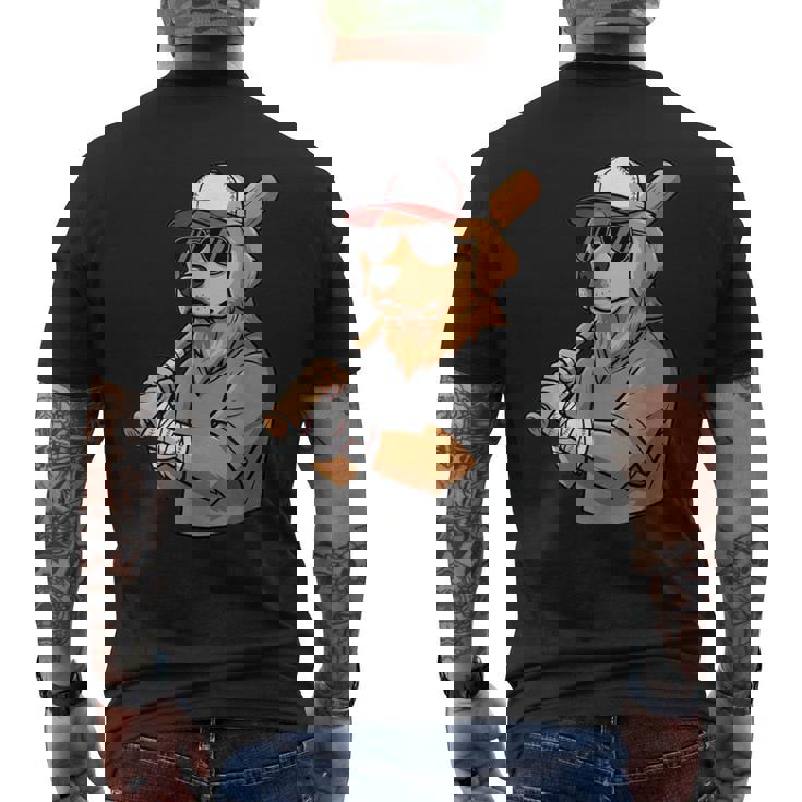 Cool Sports Dog Baseball Theme Playful Puppy Vibes Men's Back Print T-Shirt