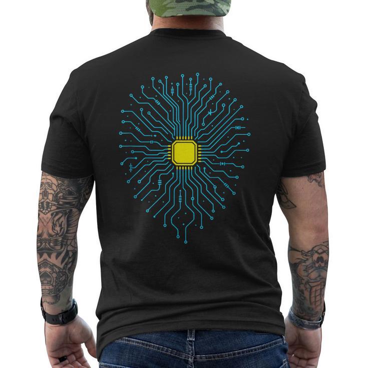 CPU Circuit Computer Geek Tech Gamer Men's Back Print T-Shirt | Mazezy