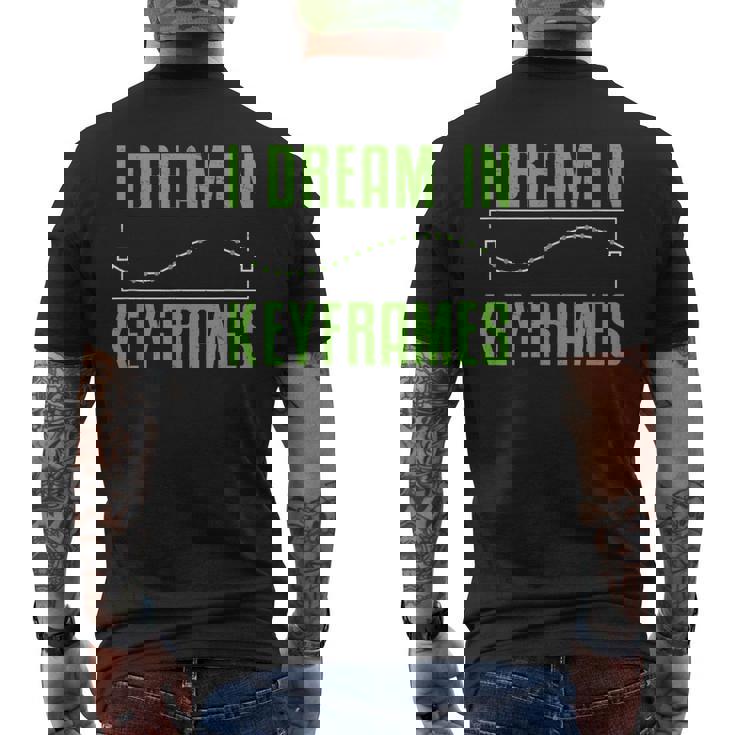 I Dream In Keyframes おもしろモーショングラフィックデザイナー アニメーター メンズTシャツ バックプリント