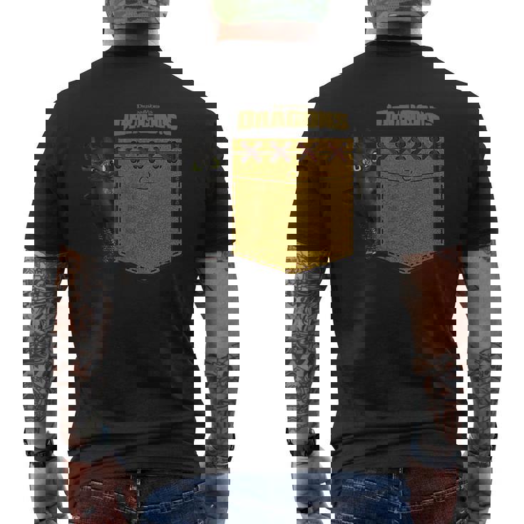 Dreamworks Dragons Toothless Leather Faux Pocket メンズTシャツ バックプリント