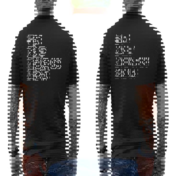 Eatleep House Music リピート Edm Lover Djハウスミュージック メンズTシャツ バックプリント