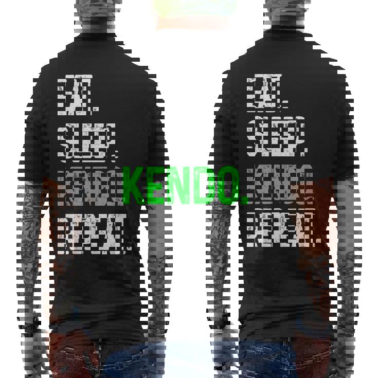 Eatleep Kendo Repeat 面白い格闘技コンバット メンズTシャツ バックプリント