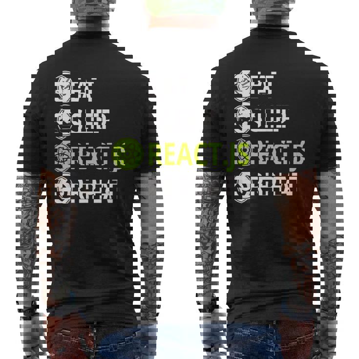 Eatleep ReactJs Repeat Javascriptプログラマー用 メンズTシャツ バックプリント