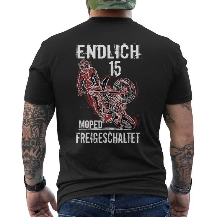 Endlich 15 Moped Freigeschaltet Geburtstag Mopedfahrer T-Shirt mit Rückendruck