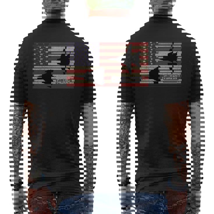 F-14 トムキャット ジェット戦闘機 アメリカの国旗 長袖tシャツ メンズTシャツ バックプリント