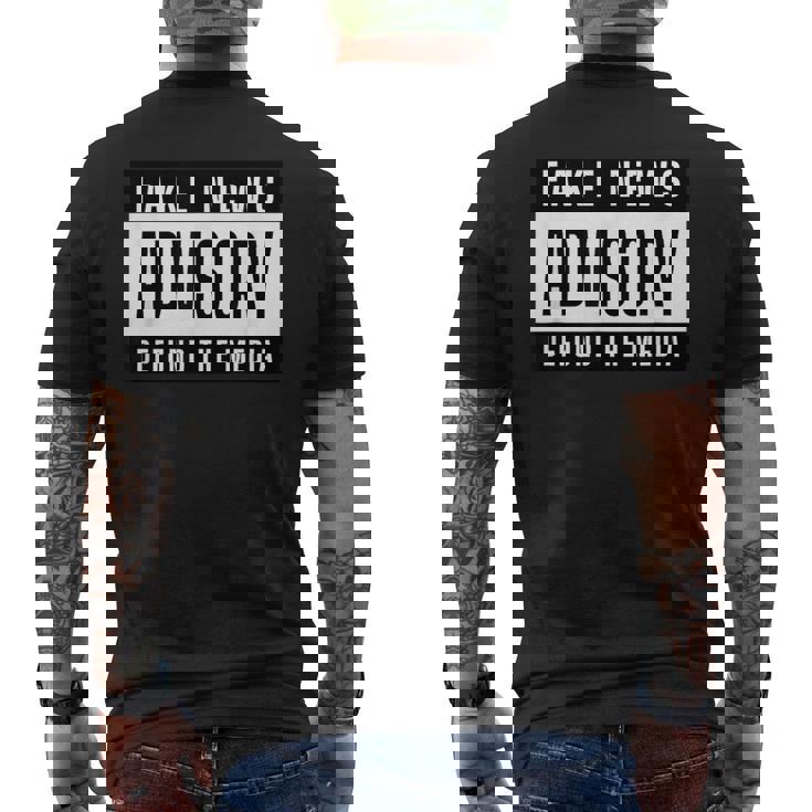 Fake News Advisory Defund The Media メンズTシャツ バックプリント