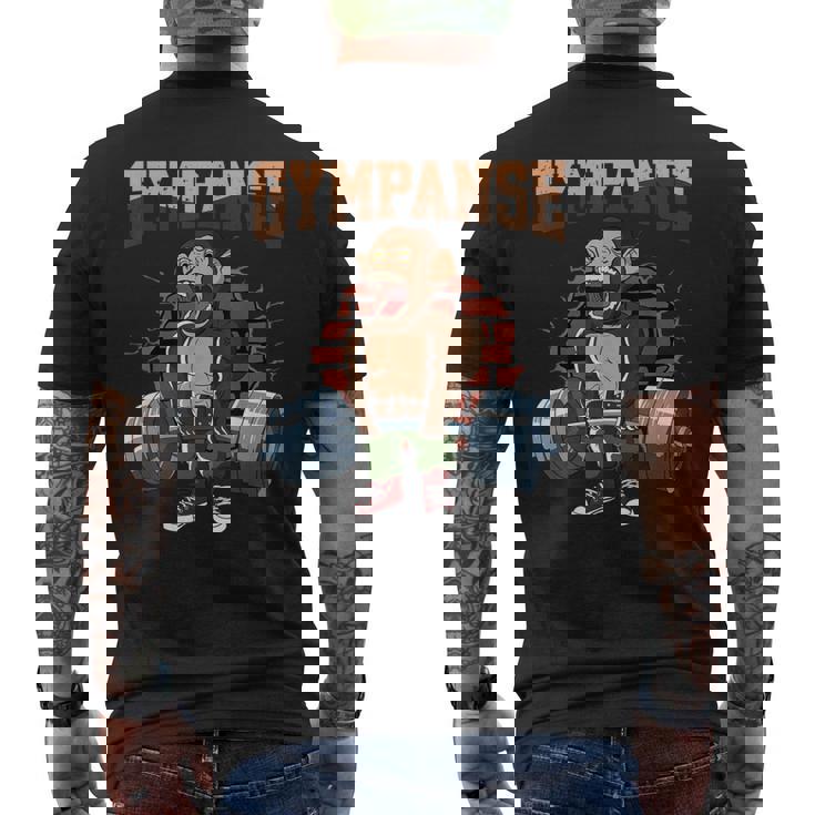 Fitness Gympanse Deadlift Workout Training Gymを行っています メンズTシャツ バックプリント