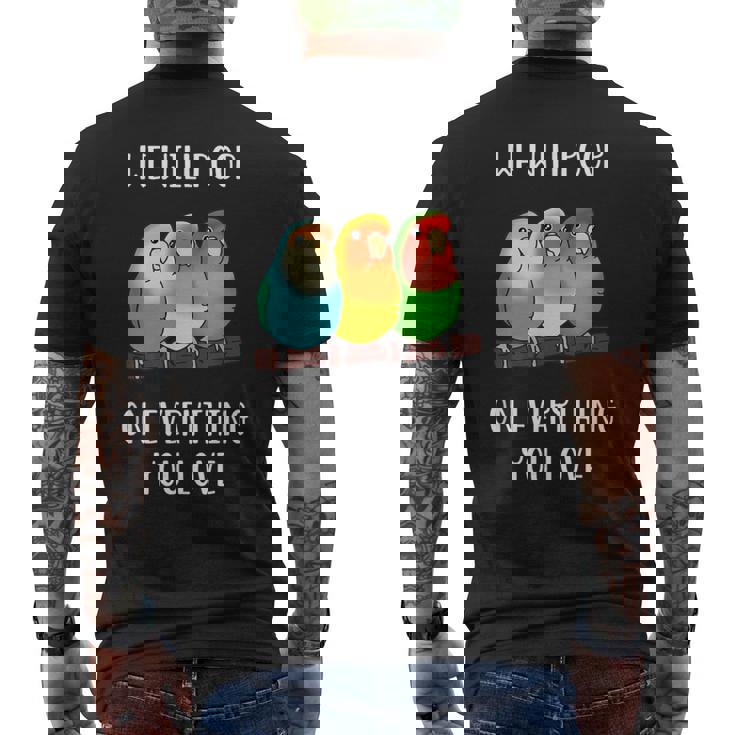 Cute Lovebirds Will Poop On All You Love メンズTシャツ バックプリント