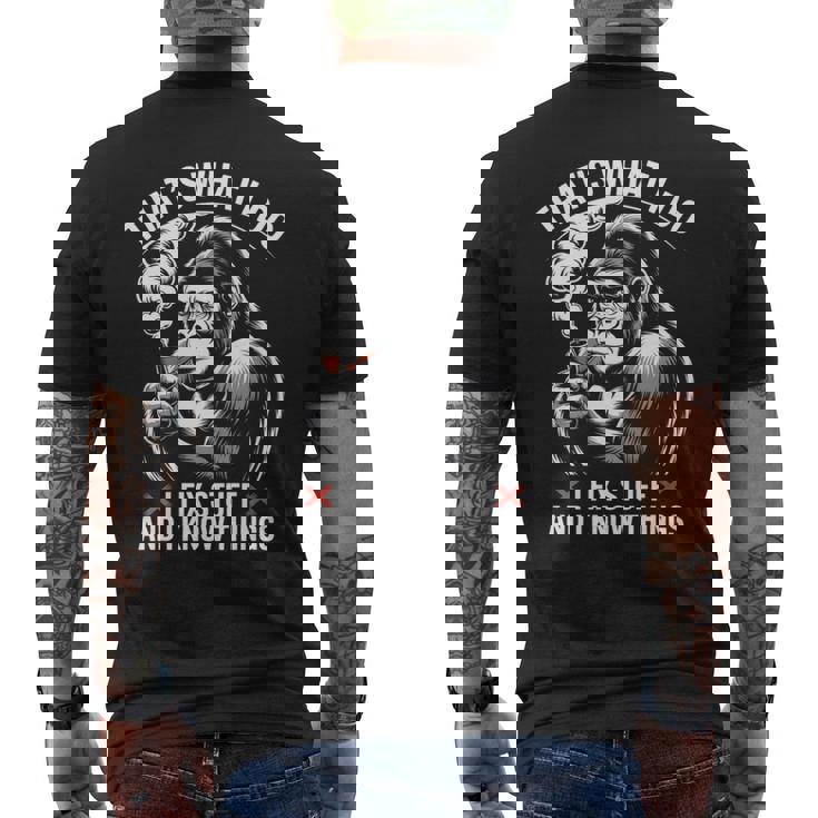 aying I Know Things 皮肉 ギャグ パンゴリラ レディース メンズ 長袖tシャツ メンズTシャツ バックプリント