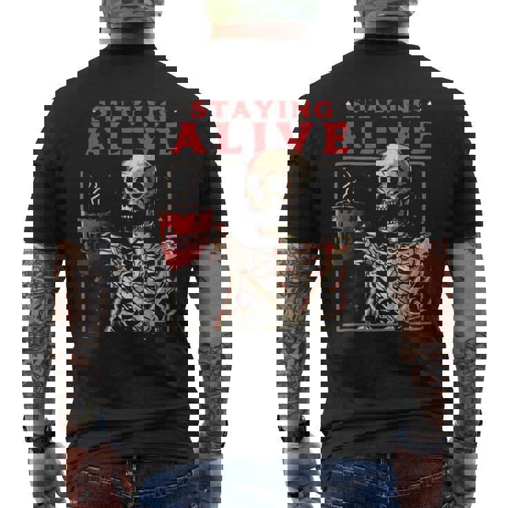 kulltaying Alive スケルトン ドリンクコーヒー メンズTシャツ バックプリント