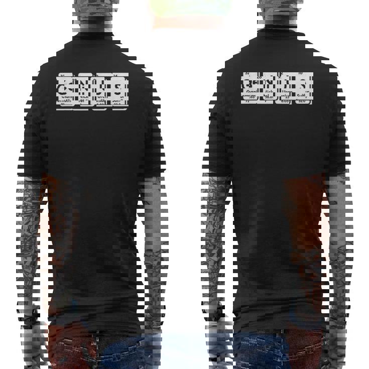 Genius Ge-Ni-U-S 化学元素科学周期表 メンズTシャツ バックプリント
