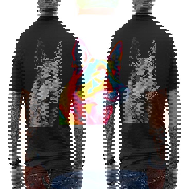 GERMAN SHEPHERD Rainbow Pop Art Retro Paint Splatter Dog Tank Top Men's Back Print T-Shirt